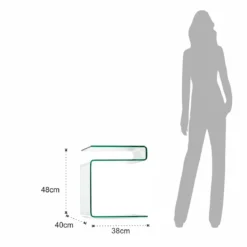 Magazine tavolino comodino in vetro curvato 48x40 h38 cm