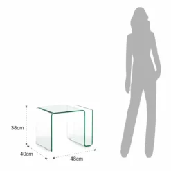 Magazine tavolino comodino in vetro curvato 48x40 h38 cm
