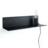 Magic shelf lampada mensola applique in metallo nero opaco luce con magnete 50x16 h12 cm