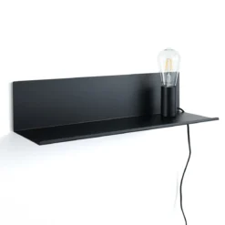 Magic shelf lampada mensola applique in metallo nero opaco luce con magnete 50x16 h12 cm