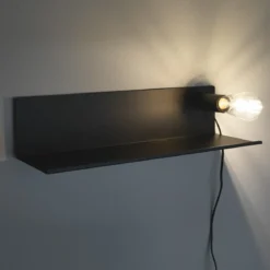 Magic shelf lampada mensola applique in metallo nero opaco luce con magnete 50x16 h12 cm