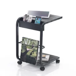 Magiko carrello multifunzionale in acciaio piani finitura legno grigio scuro 32x38.5 h55 cm