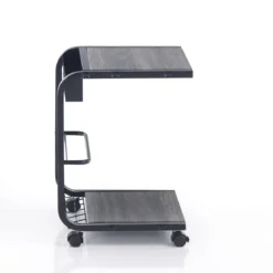 Magiko carrello multifunzionale in acciaio piani finitura legno grigio scuro 32x38.5 h55 cm