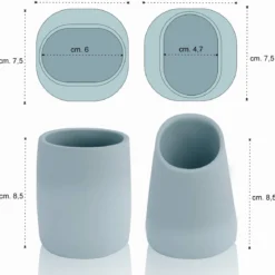 Maia bicchiere portaspazzolini in poliresina azzurra 7.5x7.5 h8.5 cm