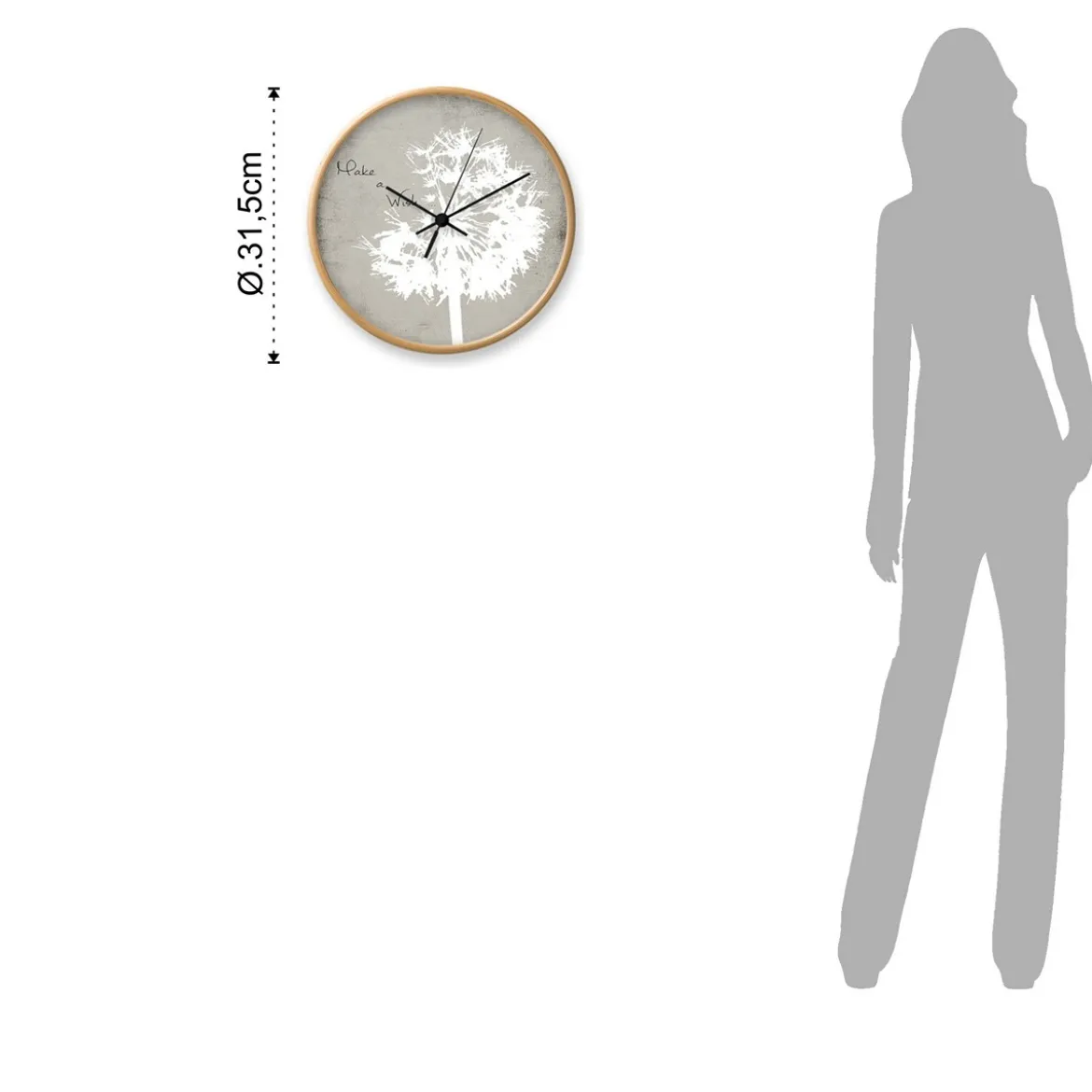 Make a wish orologio da parete cornice in legno finitura rovere d31 5 p5 cm
