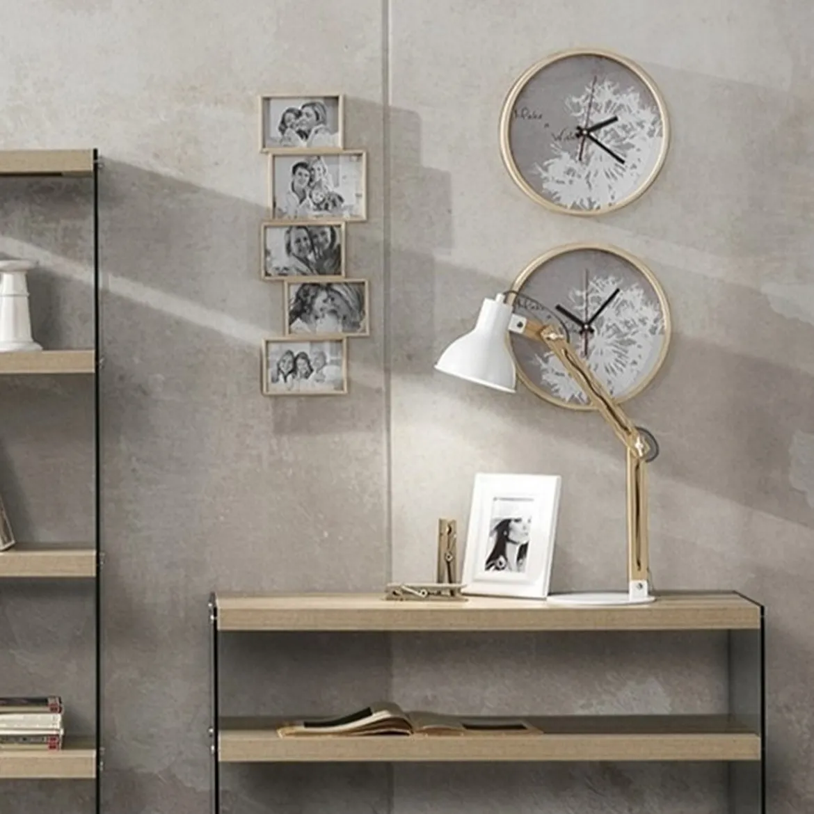 Make a wish orologio da parete cornice in legno finitura rovere d31 5 p5 cm