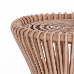 Mamo omar sgabello in rattan e cotone bianco d45xh48 cm