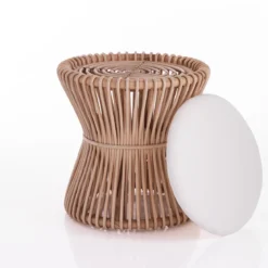 Mamo omar sgabello in rattan e cotone bianco d45xh48 cm
