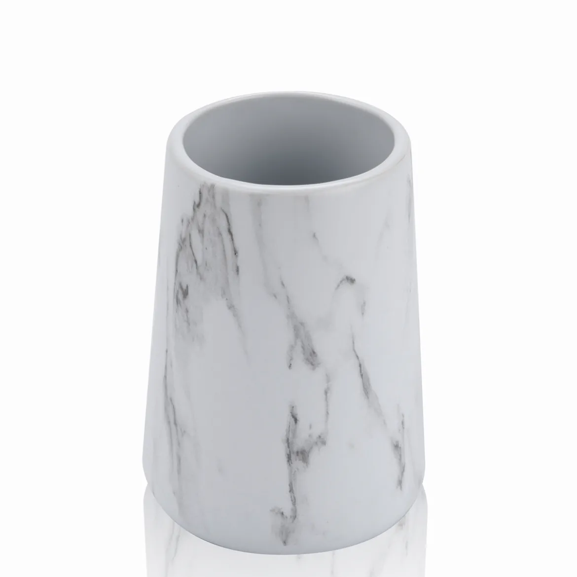 Marble b bicchiere portaspazzolini ceramica effetto marmo bianco opaco d8.3 h12 cm