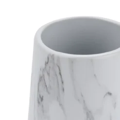 Marble b bicchiere portaspazzolini ceramica effetto marmo bianco opaco d8.3 h12 cm