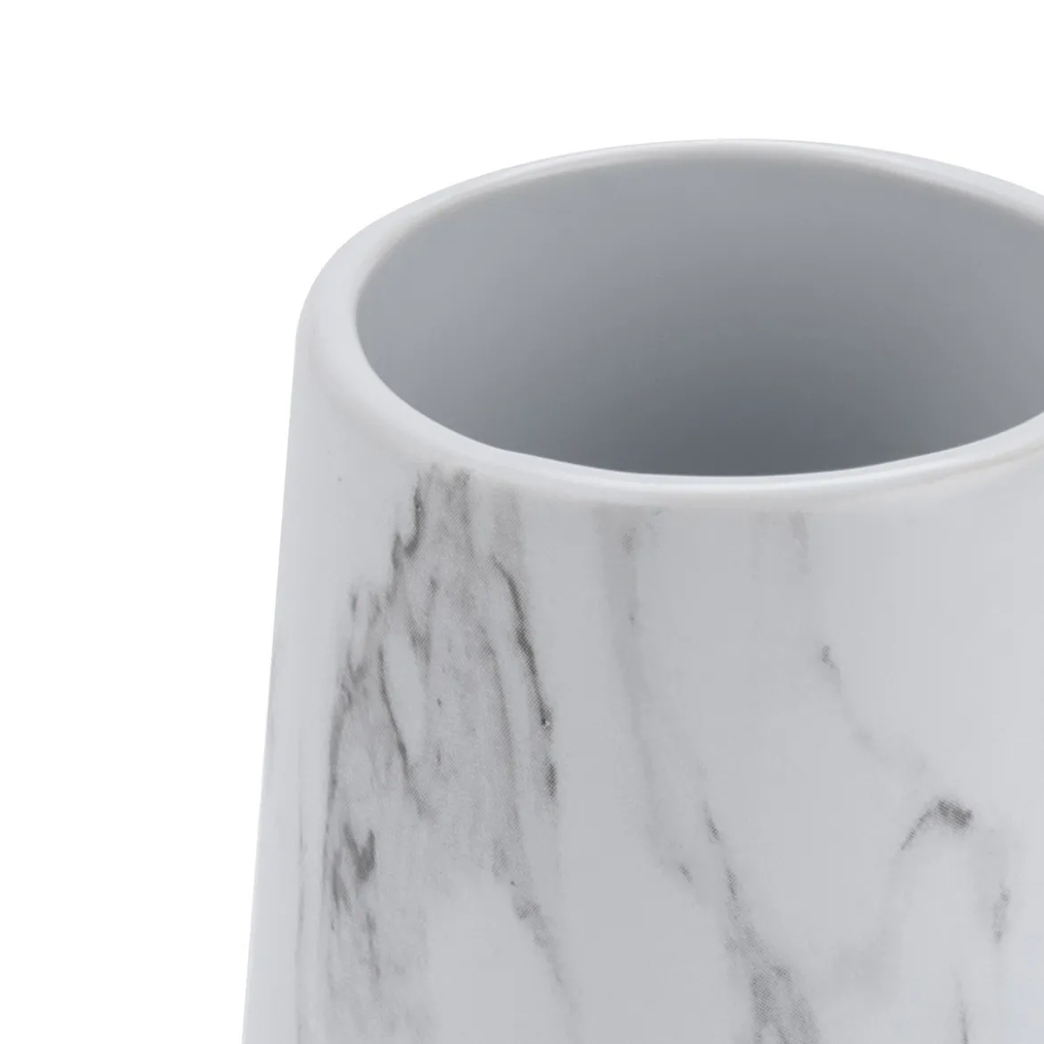 Marble b bicchiere portaspazzolini ceramica effetto marmo bianco opaco d8.3 h12 cm