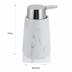 Marble b dispenser portasapone ceramica effetto marmo bianco opaco d8.3 h15 cm