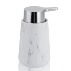 Marble b dispenser portasapone ceramica effetto marmo bianco opaco d8.3 h15 cm
