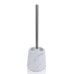 Marble b portaspazzolino toilette ceramica effetto marmo bianco opaco d11.8 h38.5 cm