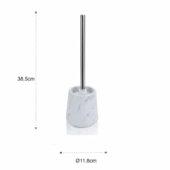 Marble b portaspazzolino toilette ceramica effetto marmo bianco opaco d11.8 h38.5 cm