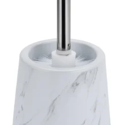 Marble b portaspazzolino toilette ceramica effetto marmo bianco opaco d11.8 h38.5 cm