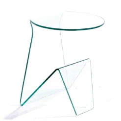 Mark tavolino comodino in vetro curvato 46x40 h55 cm