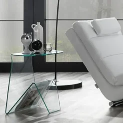 Mark tavolino comodino in vetro curvato 46x40 h55 cm