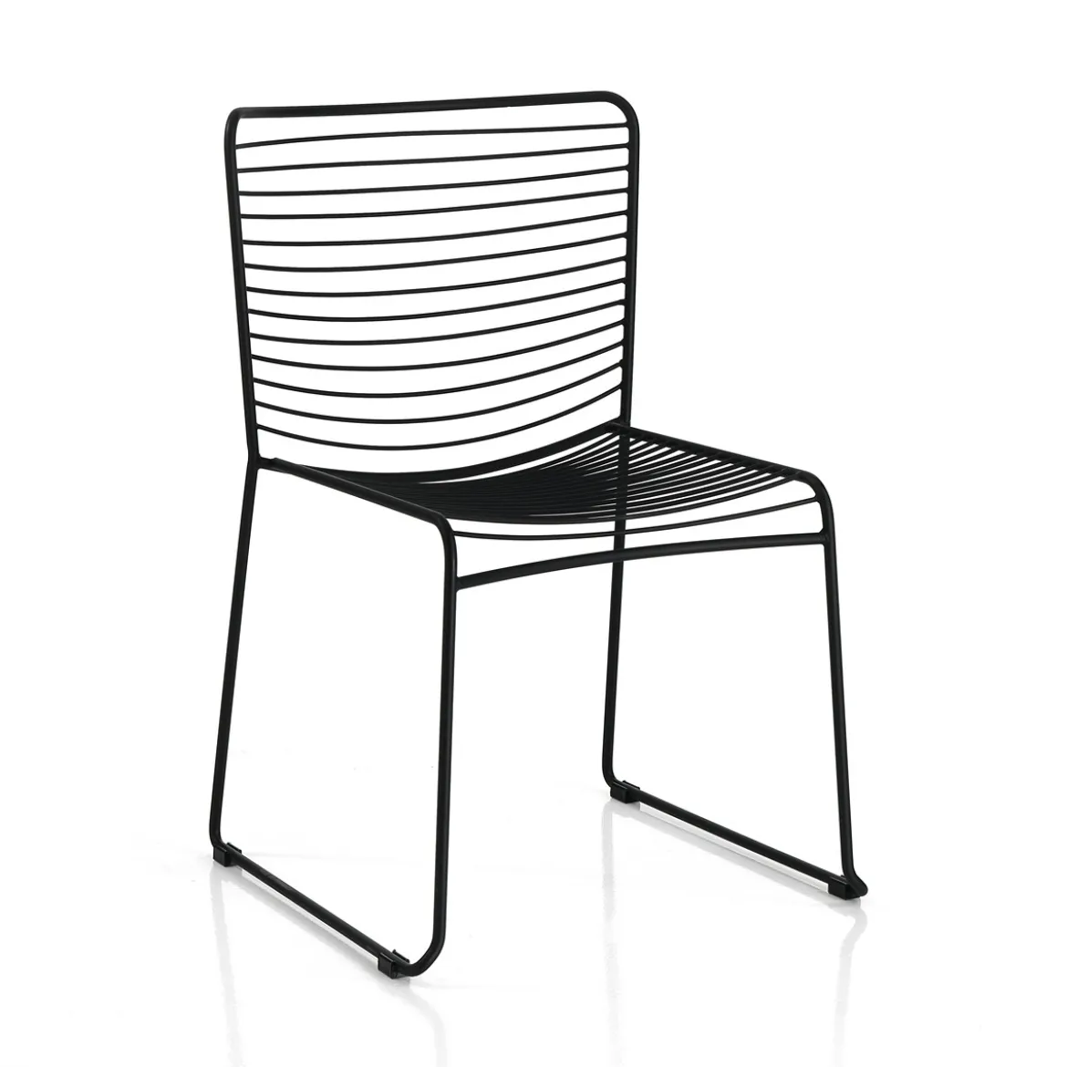 Martha black sedia interno esterno in acciaio colore nero opaco impilabile h.79 l.49 p.53 cm