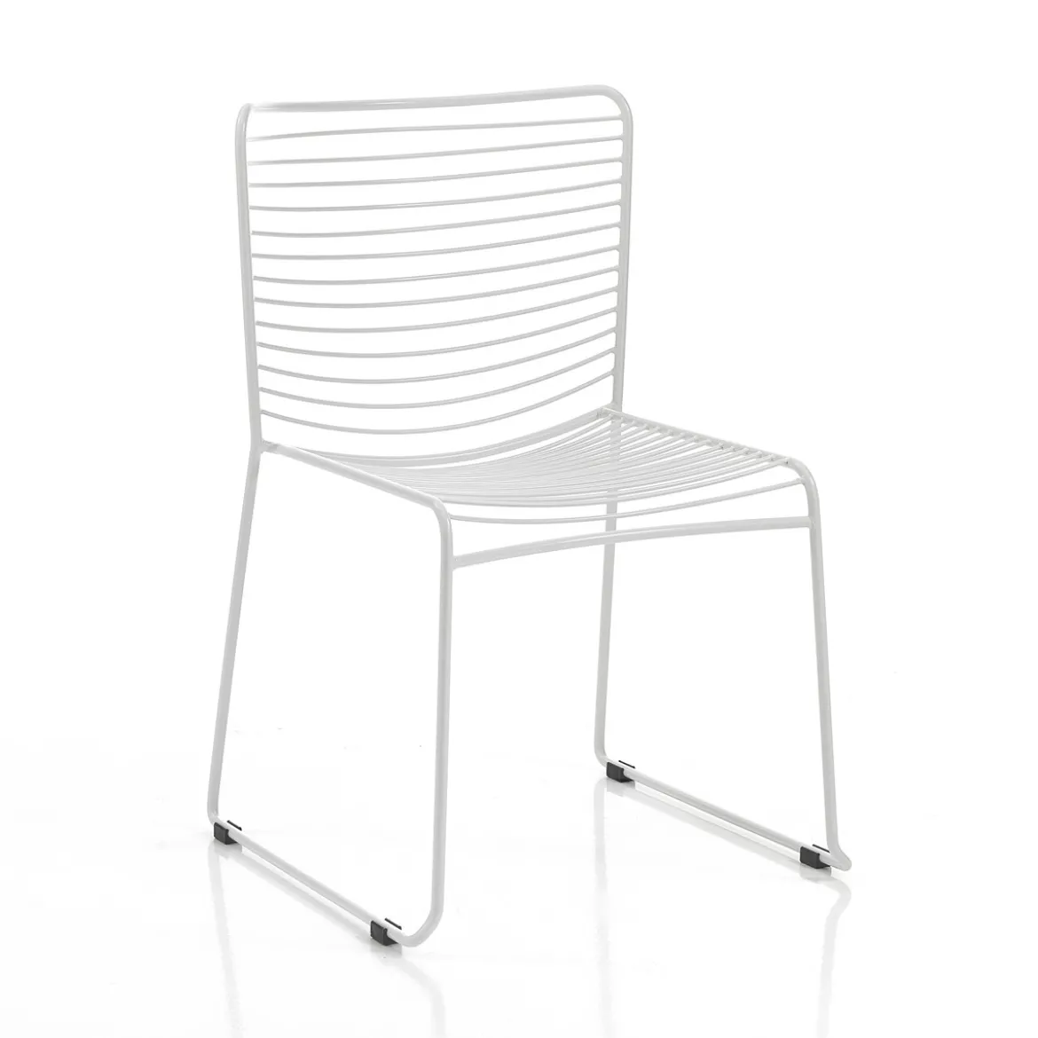Martha white sedia interno esterno in acciaio colore bianco opaco impilabile h.79 l.49 p.53 cm