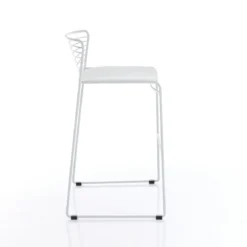 Martha white sgabello da interno / esterno in tessuto e acciaio bianco 55x51xh90 cm