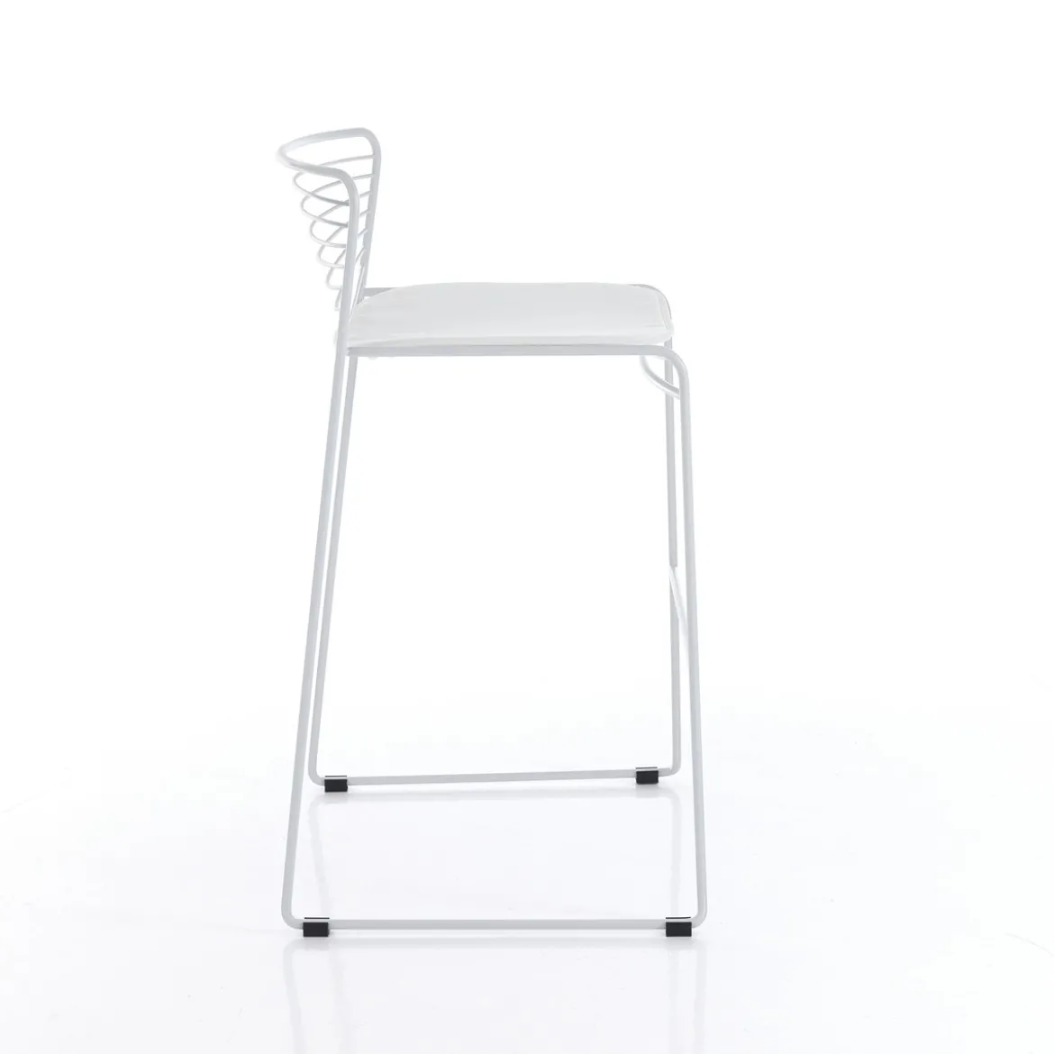 Martha white sgabello da interno / esterno in tessuto e acciaio bianco 55x51xh90 cm