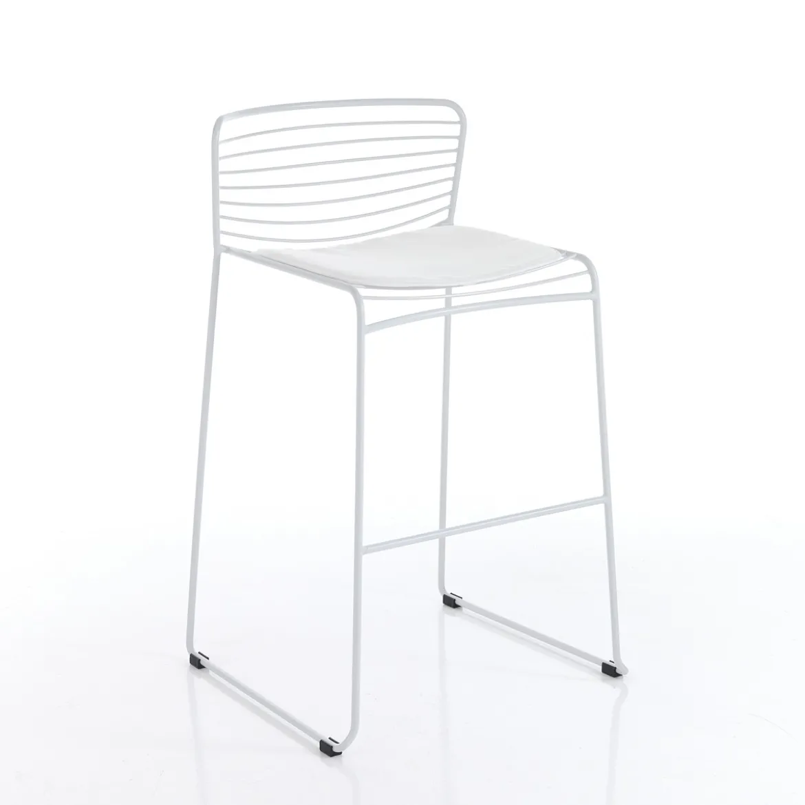 Martha white sgabello da interno / esterno in tessuto e acciaio bianco 55x51xh90 cm