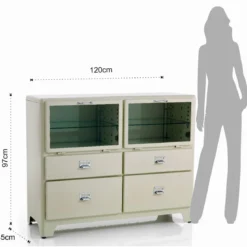 Mash white mobile 2 ante 4 cassetti produzione dulton in acciaio laccato di colore avorio lucido l120 p45 h97 cm