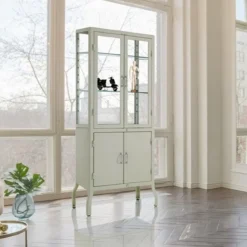Mash white vetrina alta 4 anta produzione dulton in acciaio laccato di colore avorio lucido l72 p45 h171 cm
