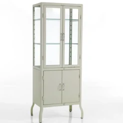Mash white vetrina alta 4 anta produzione dulton in acciaio laccato di colore avorio lucido l72 p45 h171 cm