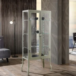 Mash white vetrina alta 2 ante produzione dulton in acciaio laccato di colore avorio lucido l70 p45 h161 cm