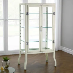 Mash white vetrina 2 ante produzione dulton in acciaio laccato di colore avorio lucido l70 p45 h131 cm