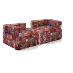 Maxi yara high divano 2 posti rivestimento cotone patchwork multicolore dimensioni l200 p80 h60 cm