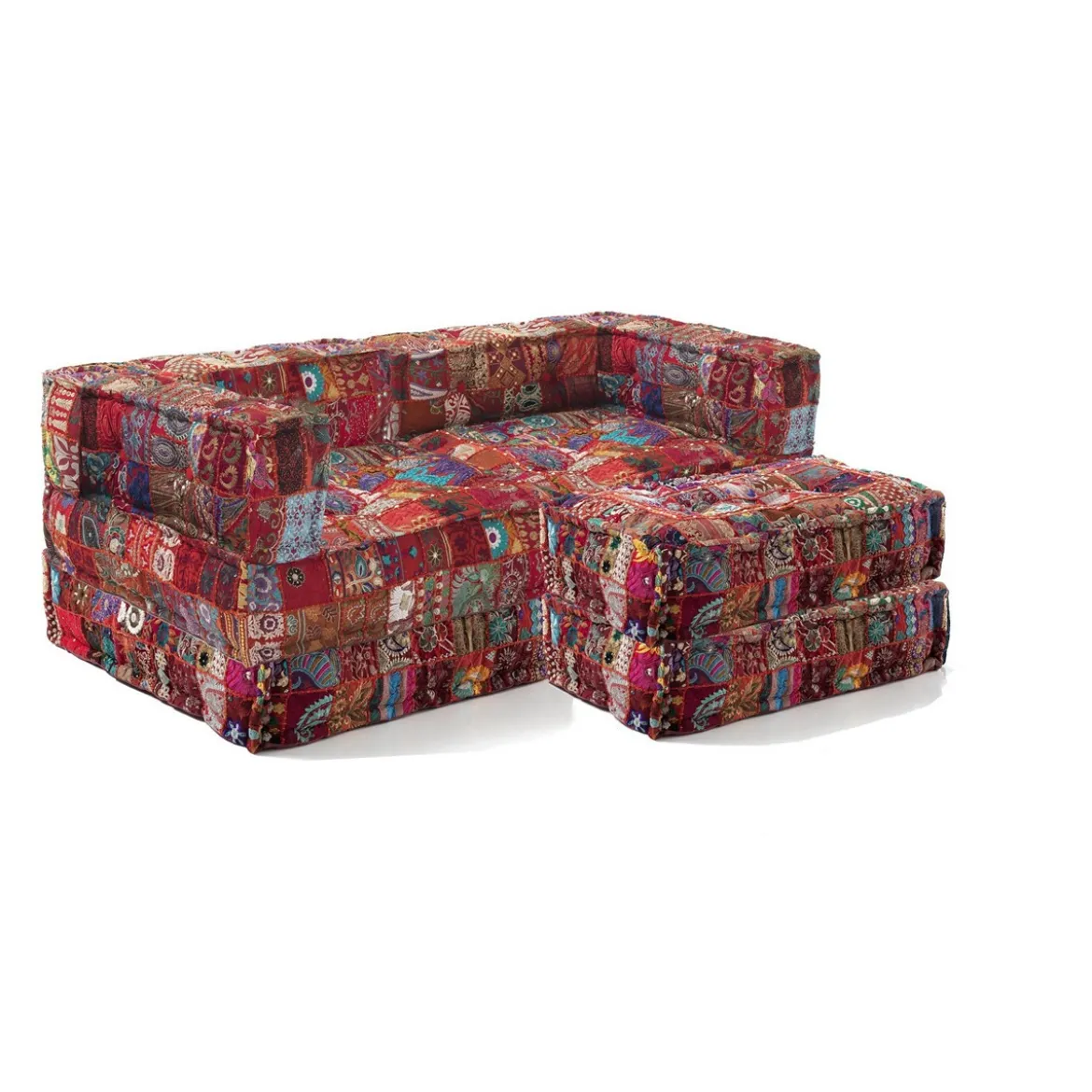 Maxi yara high divano 2 posti rivestimento cotone patchwork multicolore dimensioni l200 p80 h60 cm