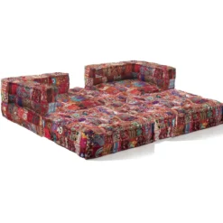 Maxi yara high divano 2 posti rivestimento cotone patchwork multicolore dimensioni l200 p80 h60 cm