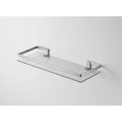 Mazzo mensola da parete in metallo finitura alluminio vetro trasparente 50x19 h5 cm