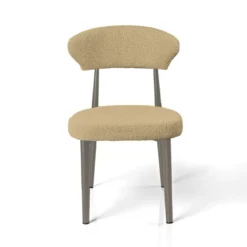 Melania Beige Platinum sedia imbottita tessuto beige struttura metallo platino opaco h81 l48 p57 seduta h47