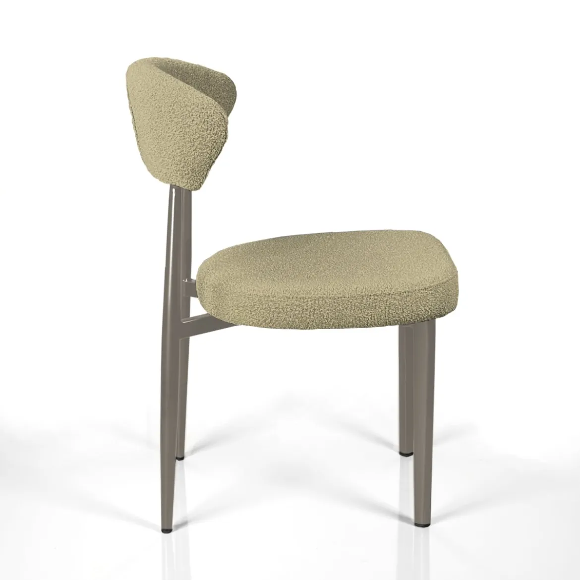 Melania Beige Platinum sedia imbottita tessuto beige struttura metallo platino opaco h81 l48 p57 seduta h47