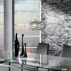 Meteora lampadario in metallo cromato filo regolabile d38 h20 cm