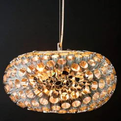 Meteora lampadario in metallo cromato filo regolabile d38 h20 cm