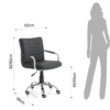Milko black sedia da ufficio regolabile e girevole in pelle sintetica nera con ruote 52x56 h82/92 cm