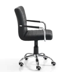 Milko black sedia da ufficio regolabile e girevole in pelle sintetica nera con ruote 52x56 h82/92 cm