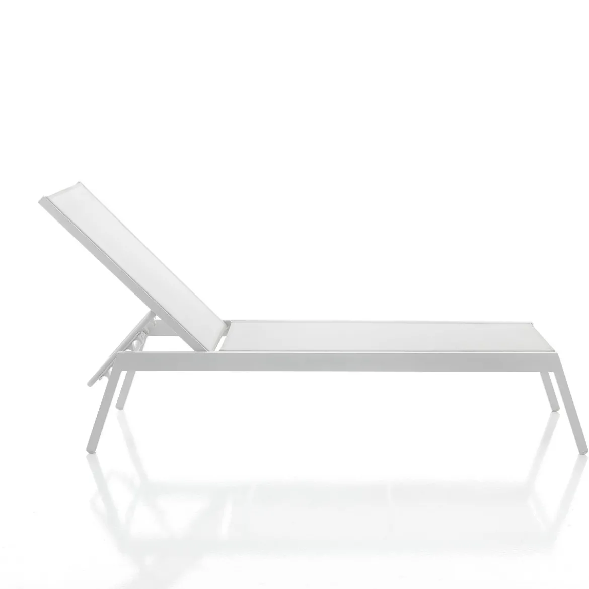 Milos lettino da mare in alluminio bianco opaco e tessuto textilene bianco 56x200xh35 cm