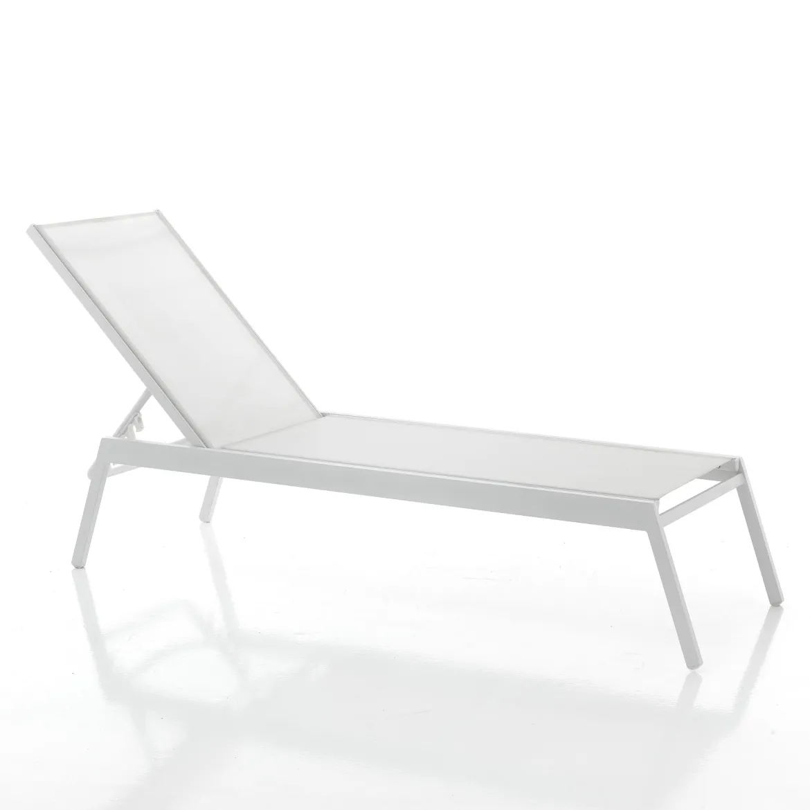 Milos lettino da mare in alluminio bianco opaco e tessuto textilene bianco 56x200xh35 cm