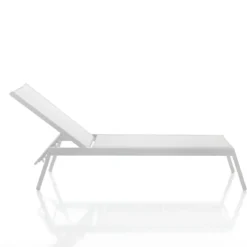 Milos lettino da mare in alluminio bianco opaco e tessuto textilene bianco 56x200xh35 cm