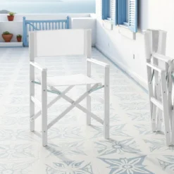 Milos sedia pieghevole regista in alluminio bianco opaco e tessuto textilene bianco 55x46xh88 cm
