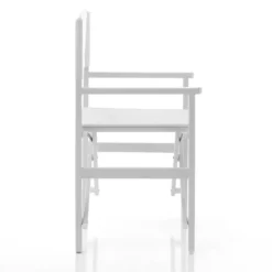 Milos sedia pieghevole regista in alluminio bianco opaco e tessuto textilene bianco 55x46xh88 cm