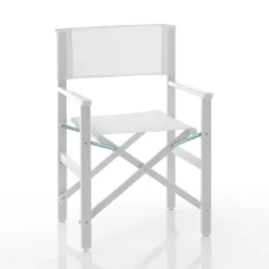 Milos sedia pieghevole regista in alluminio bianco opaco e tessuto textilene bianco 55x46xh88 cm