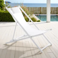 Milos sedia sdraio in alluminio bianco opaco e tessuto textilene bianco 61x102xh80 cm