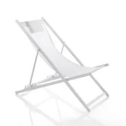 Milos sedia sdraio in alluminio bianco opaco e tessuto textilene bianco 61x102xh80 cm